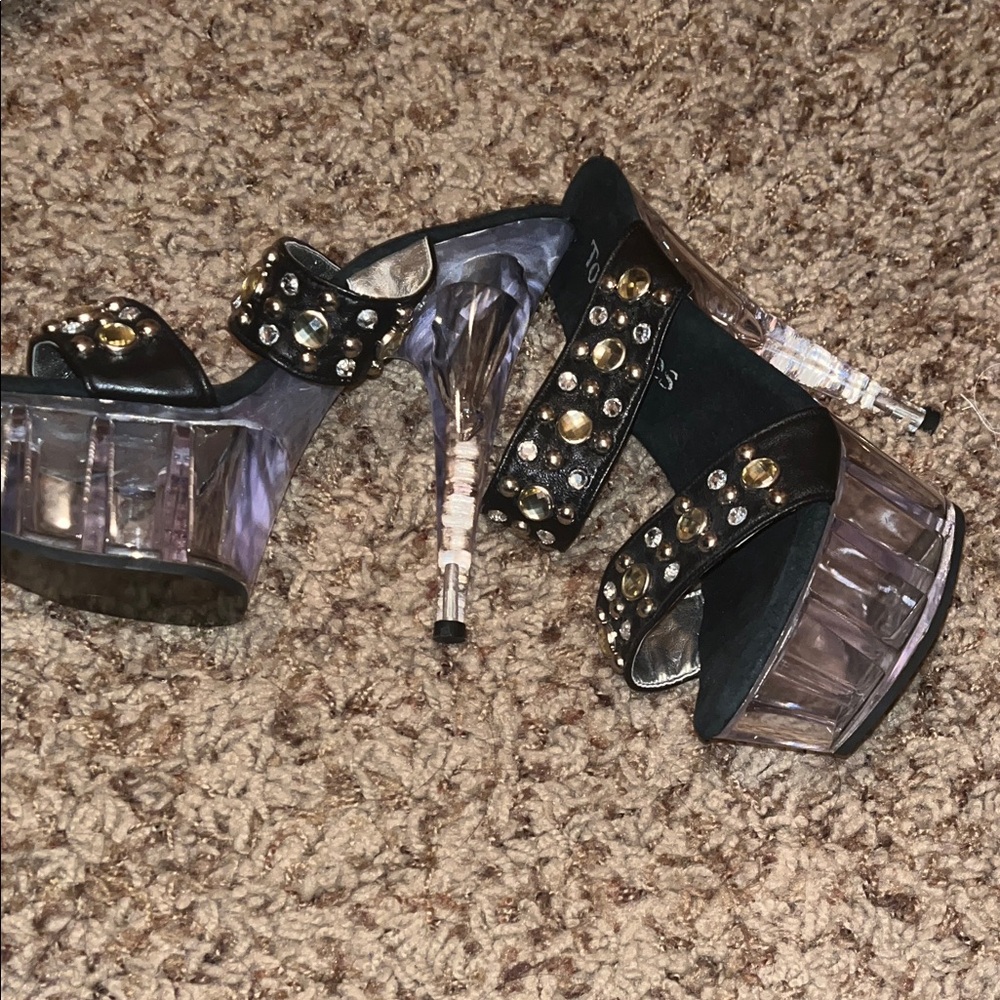 Studded Black Platform Heels